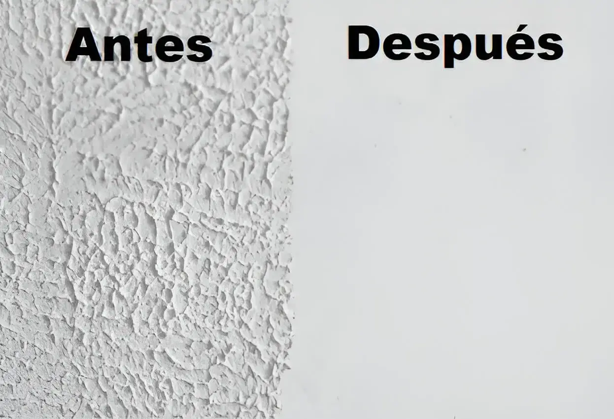 Antes y después de quitar gotelé en pared, trabajo de Pintor en Dos Hermanas